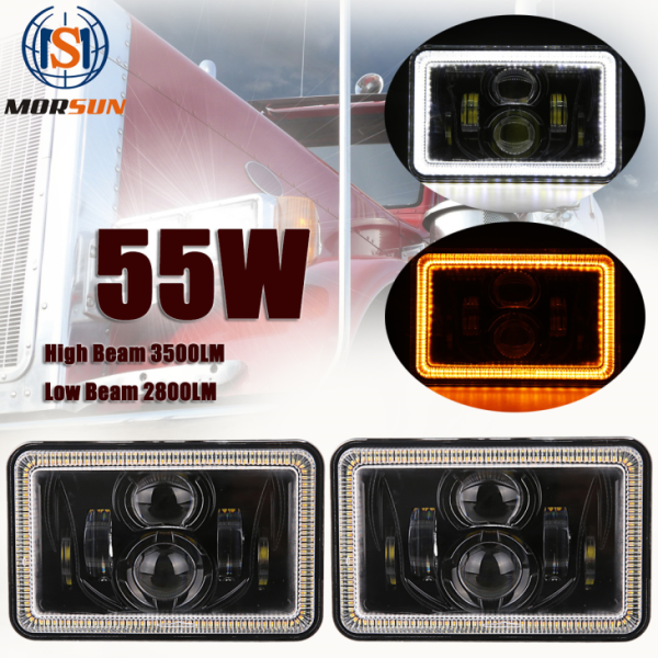 4x6 inci LED lampu depan dengan Hi / Lo Beam untuk jip & untuk Kenworth