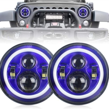 Lampu Halo Biru 7 Inch Lampu Depan Jeep Wrangler Blue Halo Untuk JK Jeep