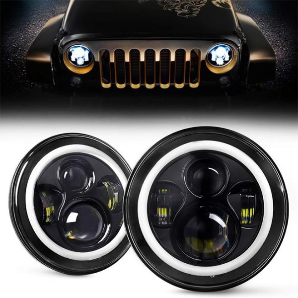 7 Inch Led Halo Lights For Jeep Wrangler JK CJ TJ Harley Davidson Hummer H2 Royal Enfield Aksesori Kereta