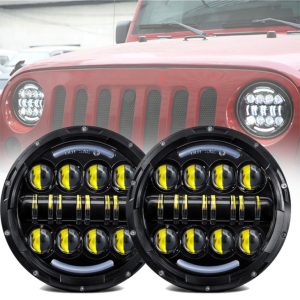 7 Inch Led Headlight 80W Untuk Jeep Wrangler JK Dengan Siang Berjalan Siang Hidupkan Isyarat