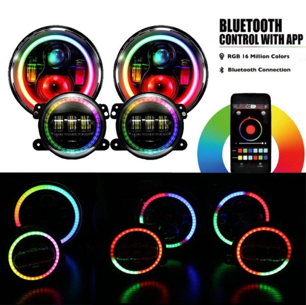 7 Inch Led Headlight Multi-color Chasing Light