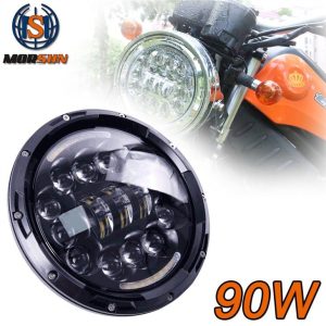 Lampu Suluh LED Krom Hitam Untuk Jip JK TJ FJ DrL 90W Lampu Bulat Dengan Halo Motosikal