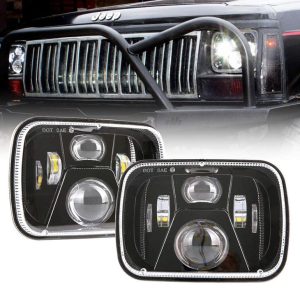 5x7 inci LED lampu segi empat tepat 60W dengan Hi / Lo Beam untuk Jeep YJ XJ MJ & Untuk Off-road
