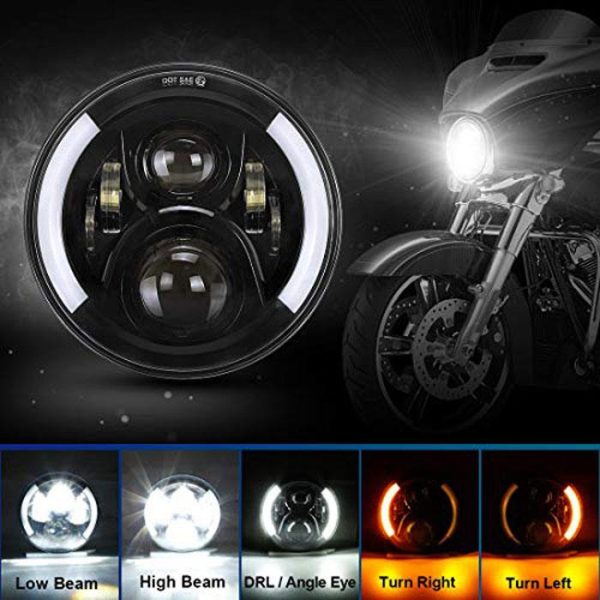 DOT E-Mark 7 Inch Dipimpin Lampu Hitam / Chrome Untuk Jeep Wrangler JK