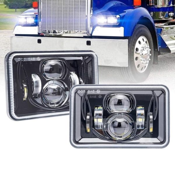 DOT SAE Kenworth Led Headlights Trak 4x6 Inch Lampu Lampu Kepala Untuk Kenworth T400 T600 T800 W900B W900L