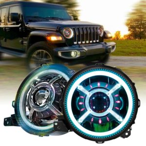 9 Inch Round Jeep JL 2018 RGB Ring Jeep Wrangler Warna Mengubah Lampu Halo Led