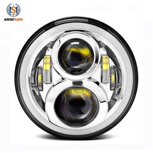 Morsun 7inch Pusingan Headlamps Untuk Jeep JK 50w 12v Kereta LED Headlight Projektor