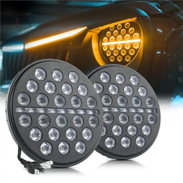 Lampu LED Bulat Morsun 7inci Untuk Jeep JK Wrangler High Low Beam DRL Turn Signal Light