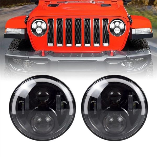 Projektor Lampu Depan Morsun Auto Parts Angel Eyes LED Untuk Jeep Wrangler CJ JK