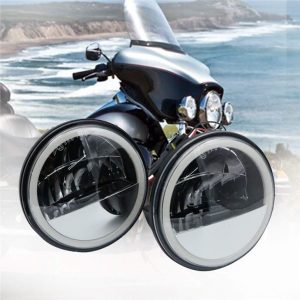 Morsun LED Memandu Lampu Kabus Untuk Lampu Kabus Harley-davidson Dengan Angel Eyes DRL