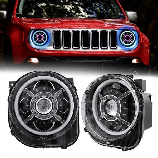 Morsun LED RGB Headlghts Perubahan Warna Mata Iblis Untuk Jeep Renegade 2015 2016 2017 2018 2019 2021