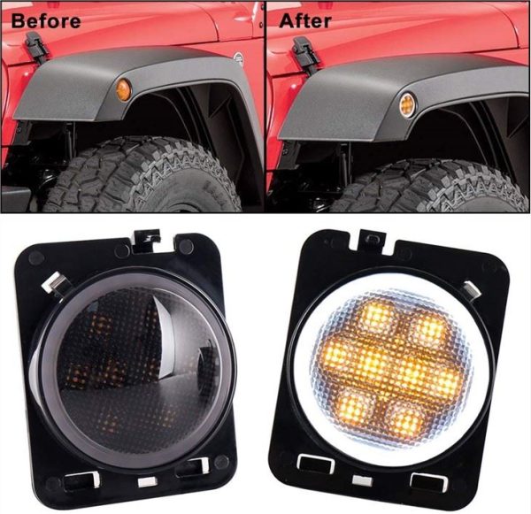 Morsun LED Turn Isyarat Cahaya Untuk Wrangler Jk Untuk Jip Wrangler Flare Fender Dengan Halo