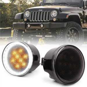 Lampu Isyarat Putaran Morsun Led Dengan Halo Untuk Jeep Wrangler Jk 07-14 Lampu Gril Depan