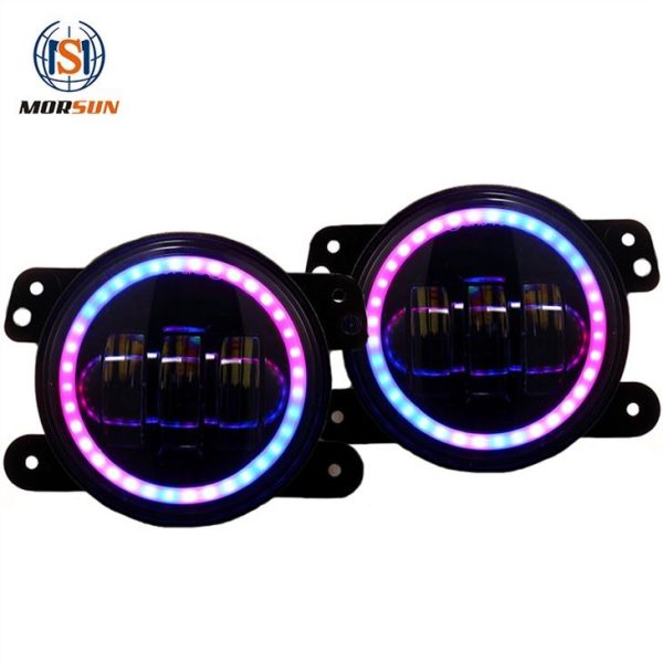 Morsun Telefon APP Dikawal Fog Light LED Untuk Jeep Wrangler JK LJ TJ RGB Multi Function