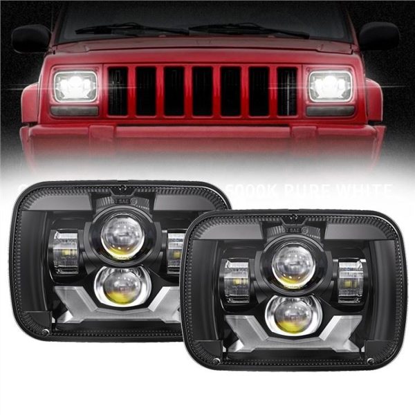 Rectangula 5x7 Diketuai Lampu Suluh Jeep Cherokee XJ Jeep Wrangler YJ Trak GMC Headlights